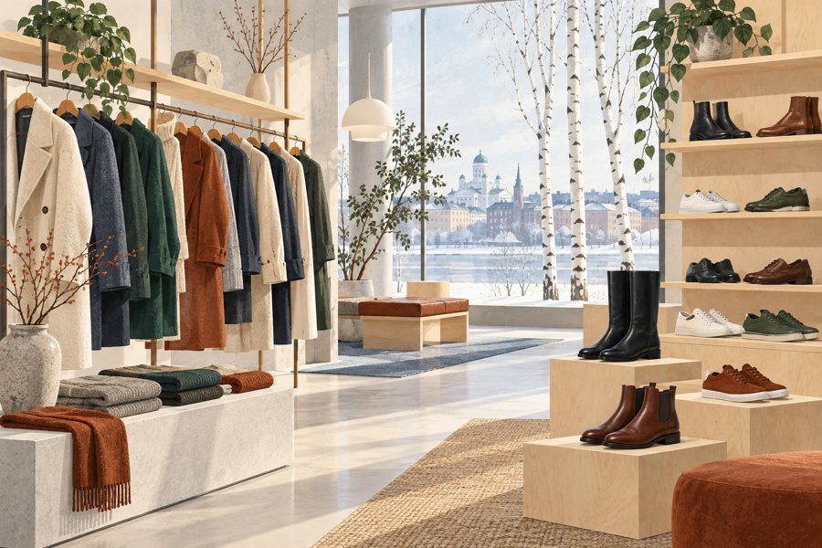 Clothing and footwear shops in Finland — illustration