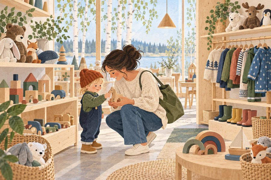 Goods for children in Finland — illustration