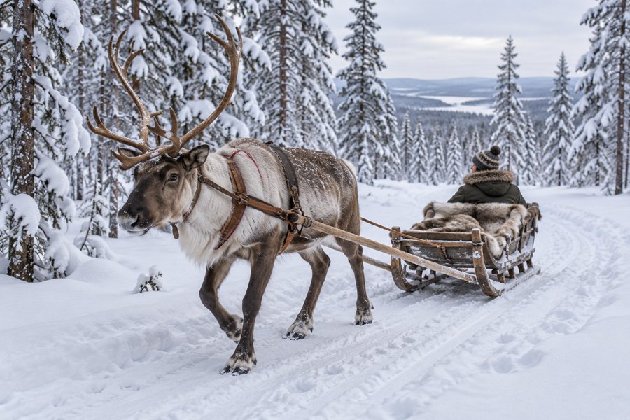 Winter safari in Finland — illustration