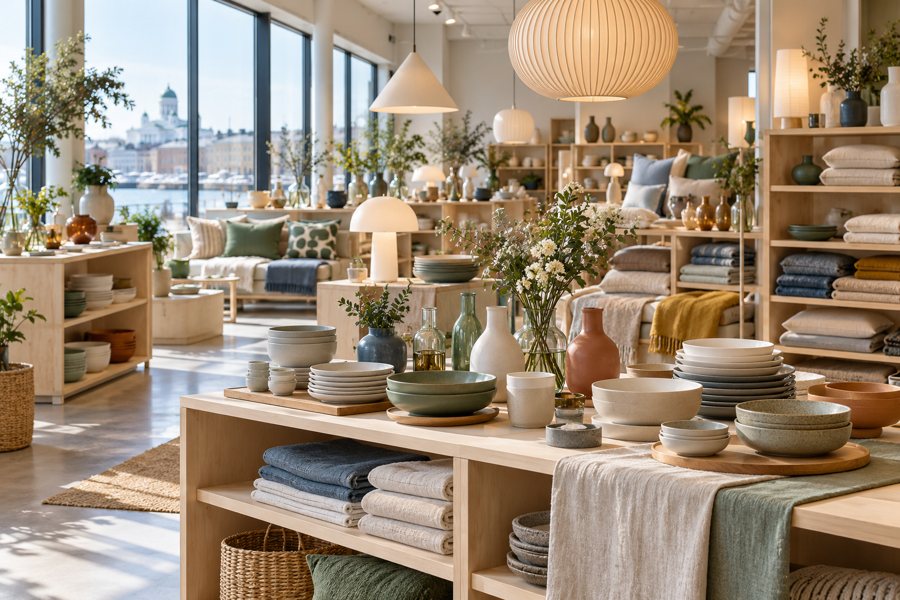 Goods for interior in Finland — illustration